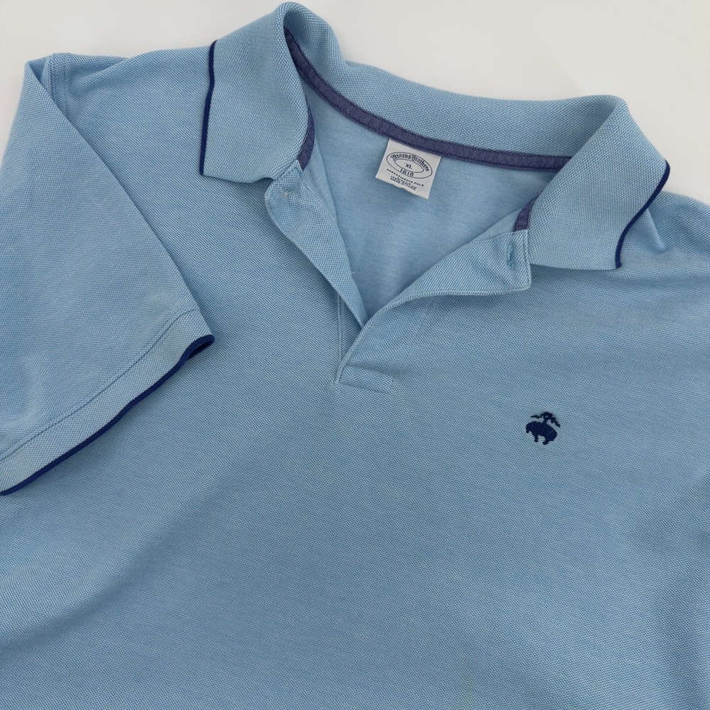 Brooks Brothers 1818 Performance Polo Shirt Mens XL Slim Fit Blue Cotton Pique
